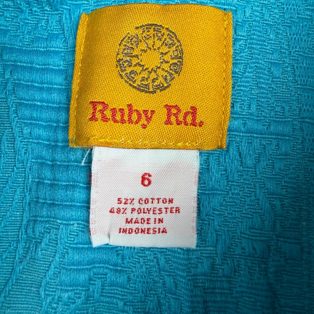 Ruby Rd Women's Turquoise Blue Textured Ruffle Zip Front Jacket Size 6 - Picture 3 of 5